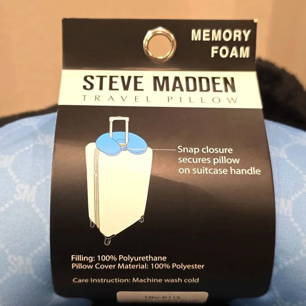 Steve Madden Logo Memory Foam Travel‎ Pillow- Blue